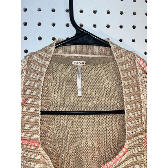 Free People Tan and Pink Cardigan Sweater - Picture 8 of 9